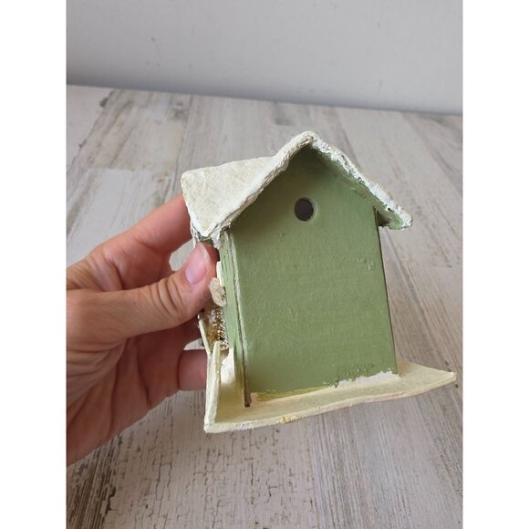 Seasons Cannon falls paper mache village house light up green sparkle decor - Picture 4 of 8